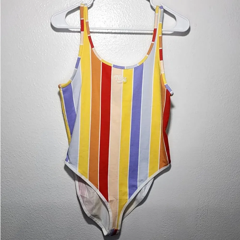 Nike Multicolor Vertical Stripe Bodysuit - Red, Orange, Yellow, Purple, Blue